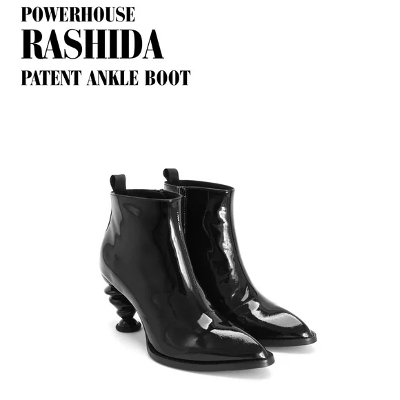 John Fluevog Powerhouse Rashida Black Patent Bootie 11 - Picture 12 of 12
